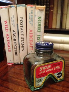 Bottle and books
